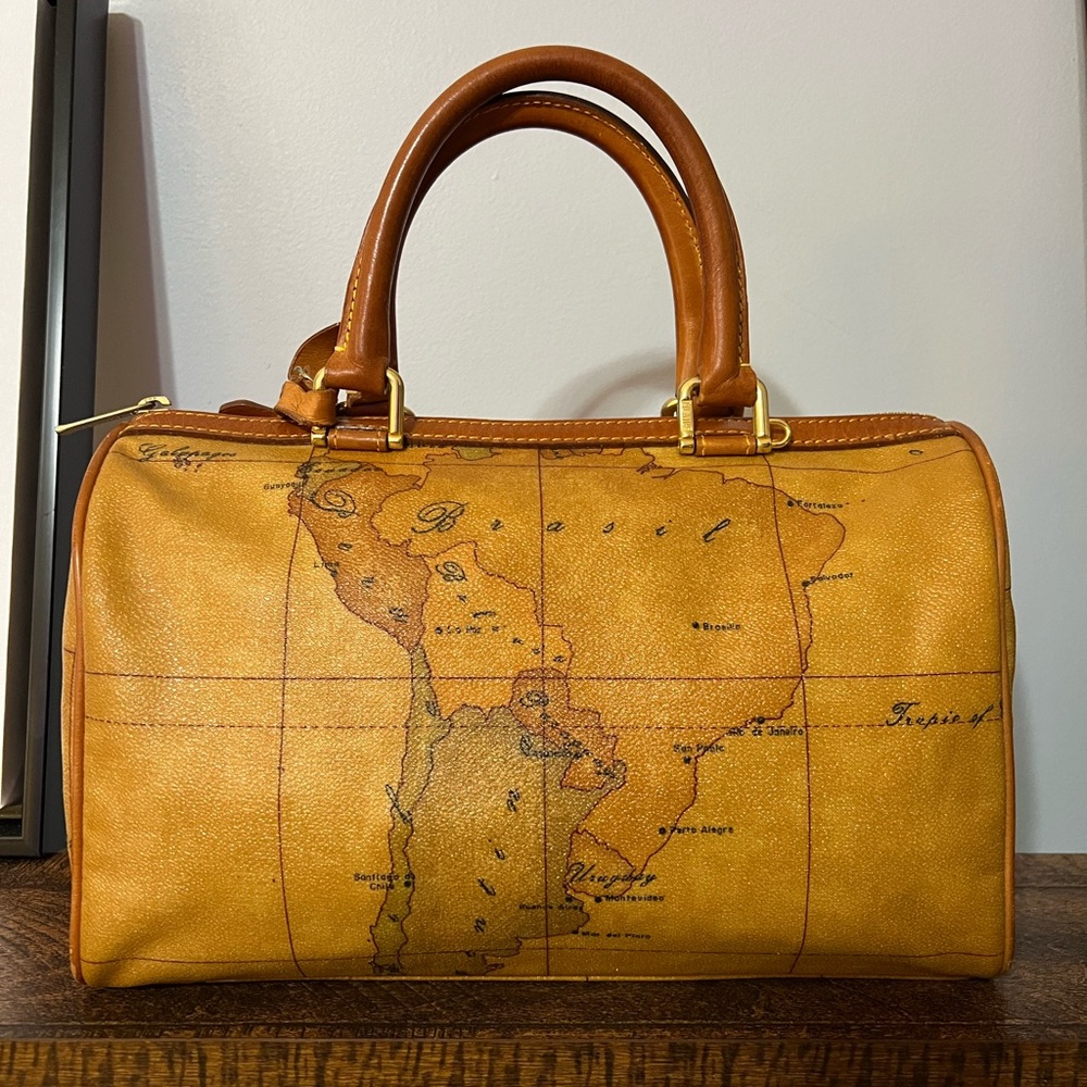 Alviero Martini Vintage Map Boston Handbag
